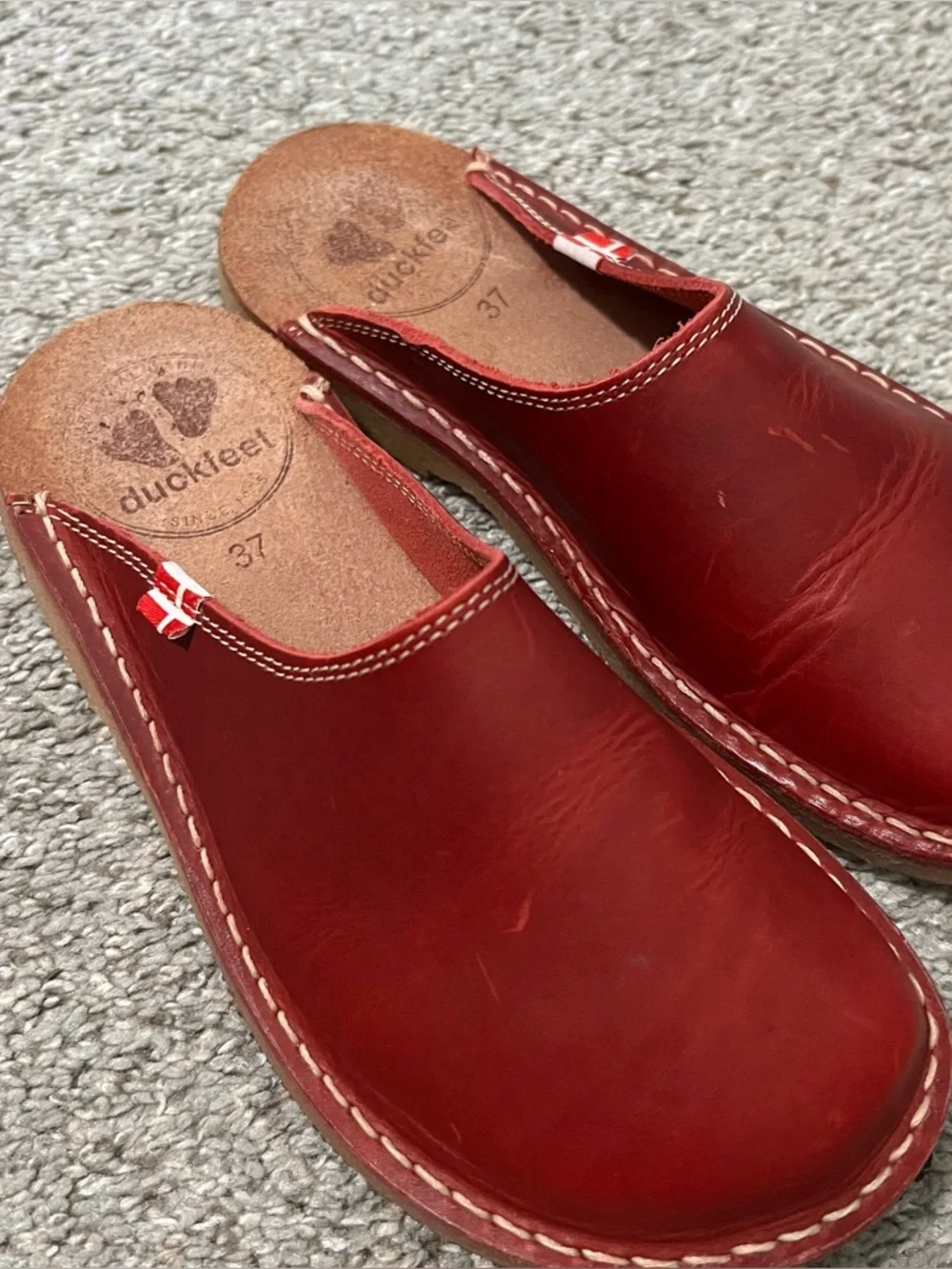 Duckfeet Red Handmade Blåvand' Mules Slip-ons - Clogs Slides Size 37 6.5/7 - Picture 7 of 10